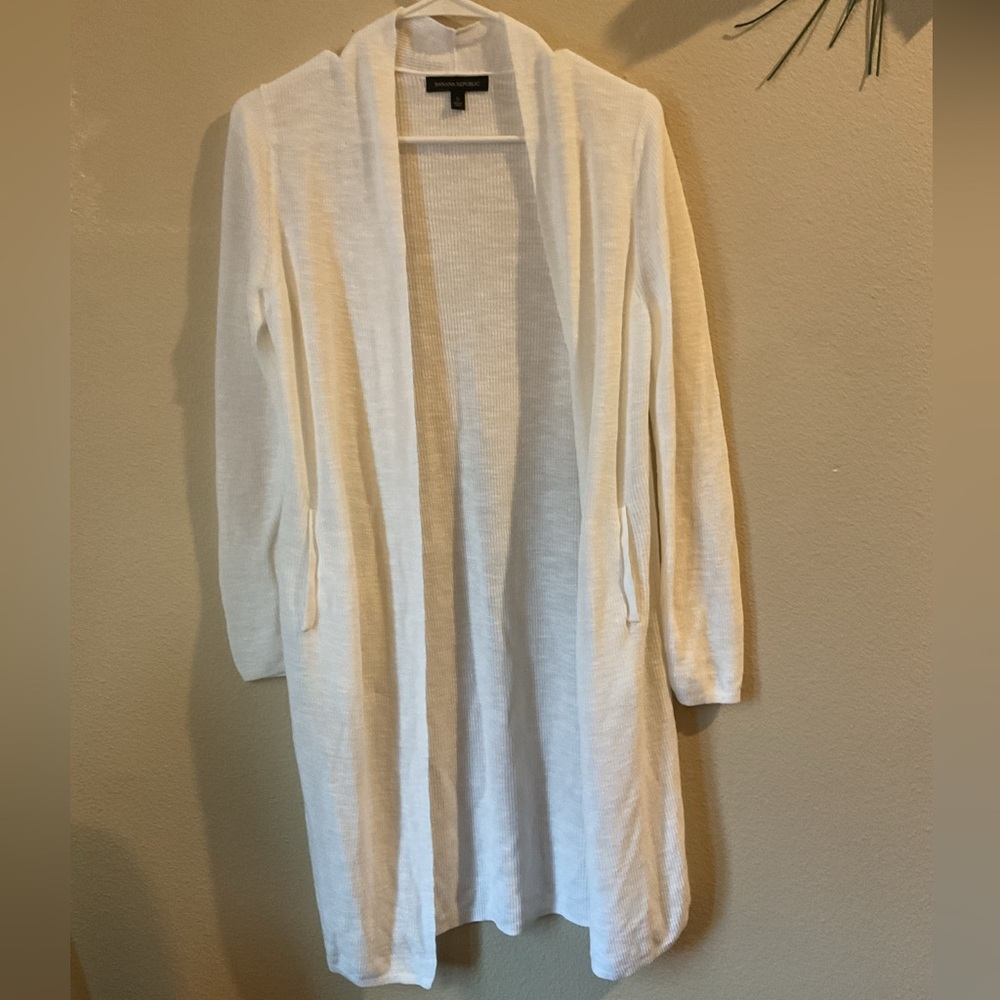 Banana Republic White Open-Front Sweater